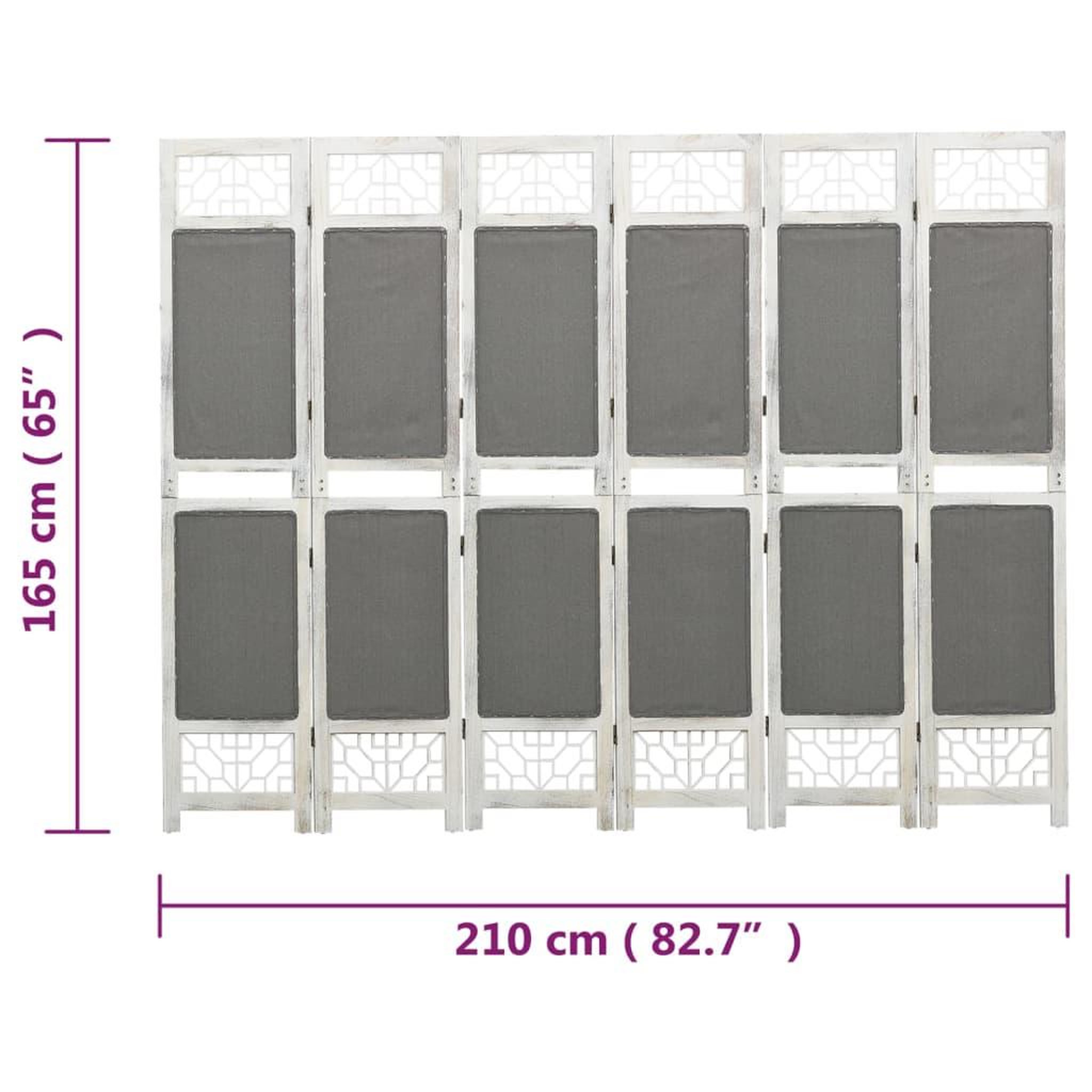 Voir la diapositive 6 : VIDAXL Cloison de separation 6 panneaux Gris 210x165 cm Tissu