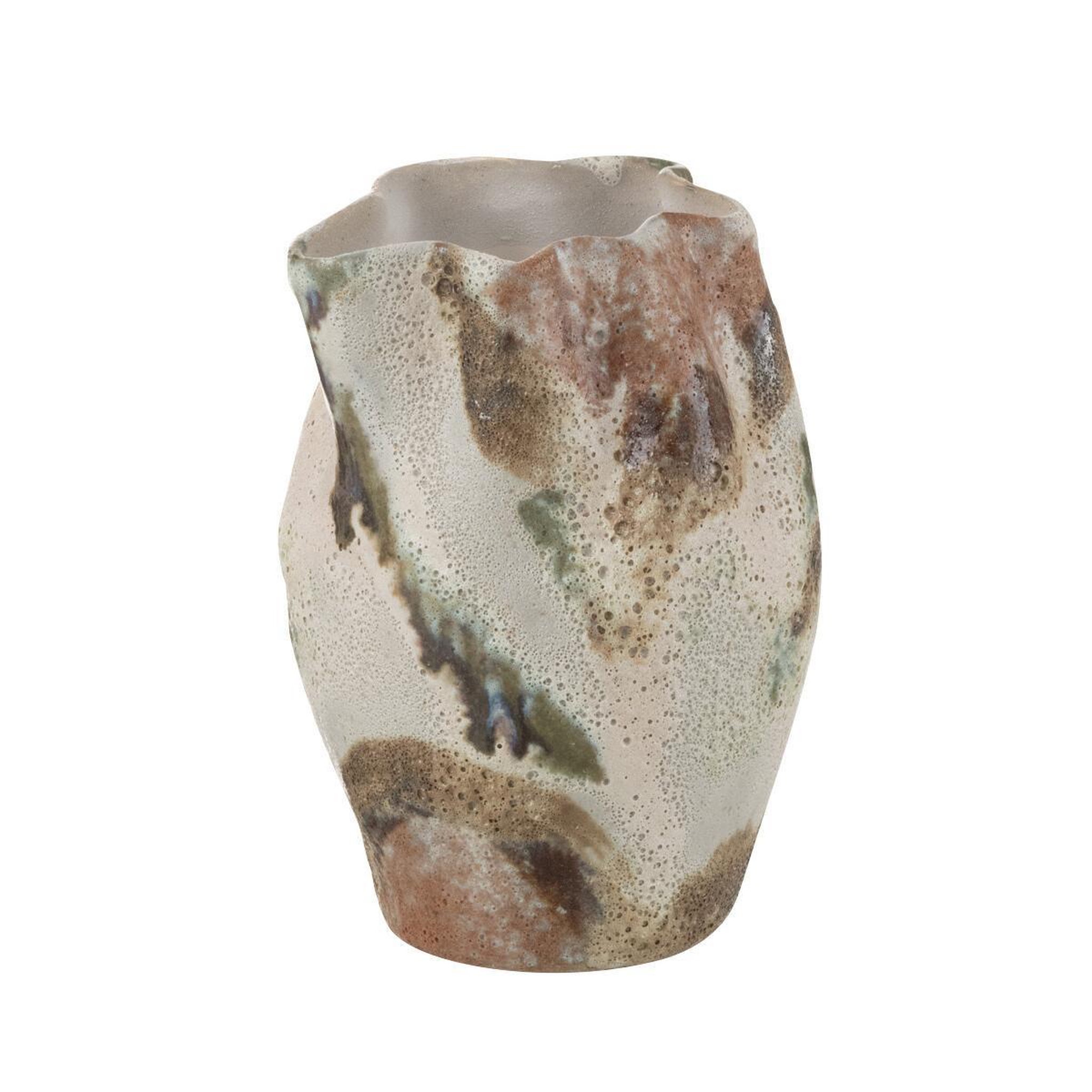 J-LINE Vase Design en Argile  Lune  19cm Beige