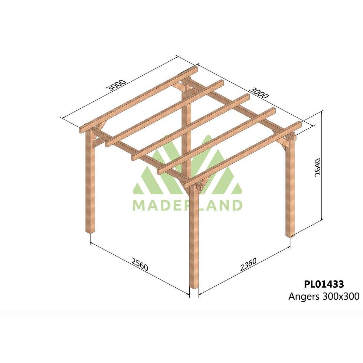 JARDIDECO Pergola en bois lamellé-collé Angers 300 x 300 cm - Maderland