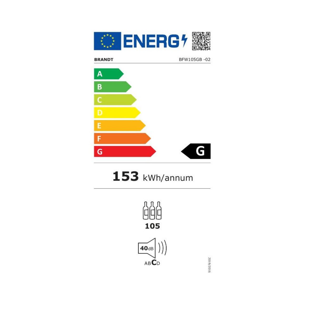 BRANDT Cave à vin de service 201 bouteilles - BFW105GB