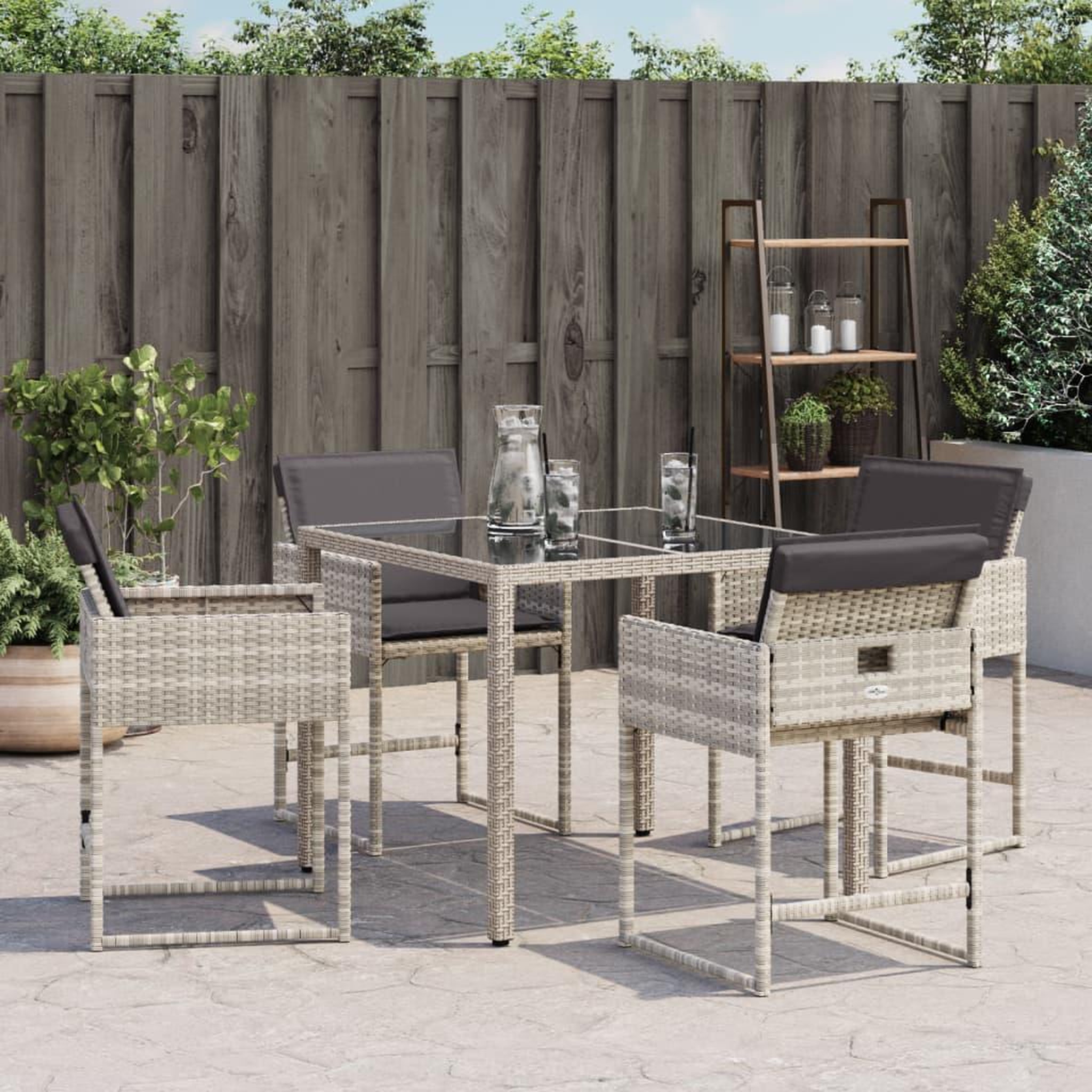 Voir la diapositive 4 : VIDAXL Chaises de jardin avec coussins lot de 4 gris clair poly rotin