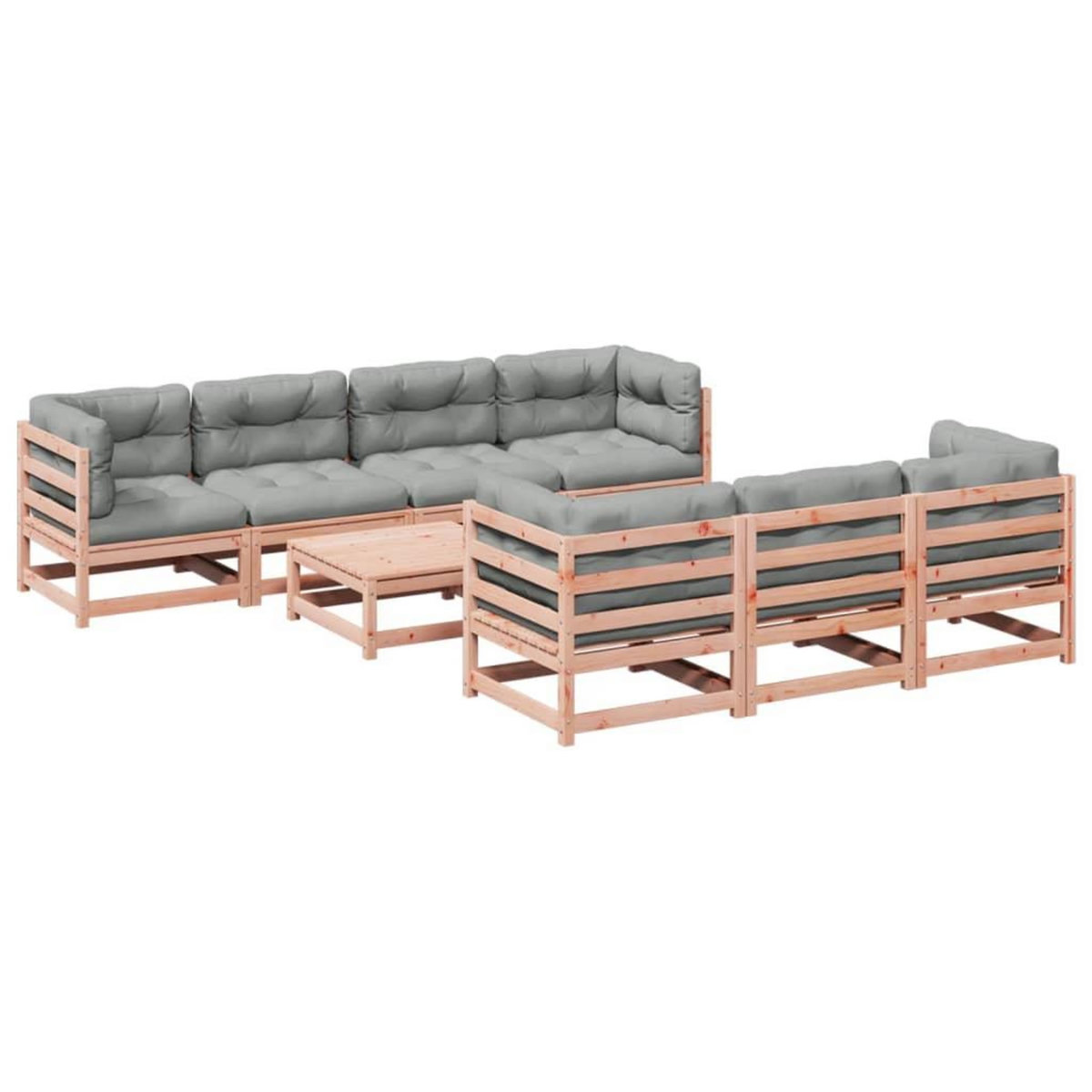 VIDAXL Salon de jardin 8 pcs avec coussins sapin douglas solide