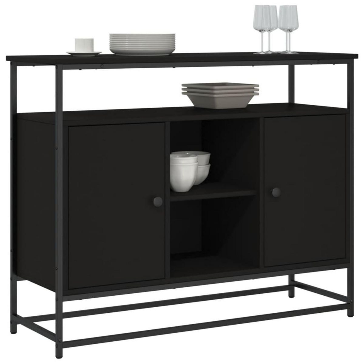 VIDAXL Buffet noir 100x35x80 cm bois d'ingenierie