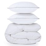 ID MARKET Couette 220x240 CM AELA en plume d'oie anti acarien 500 gr + 2 oreillers