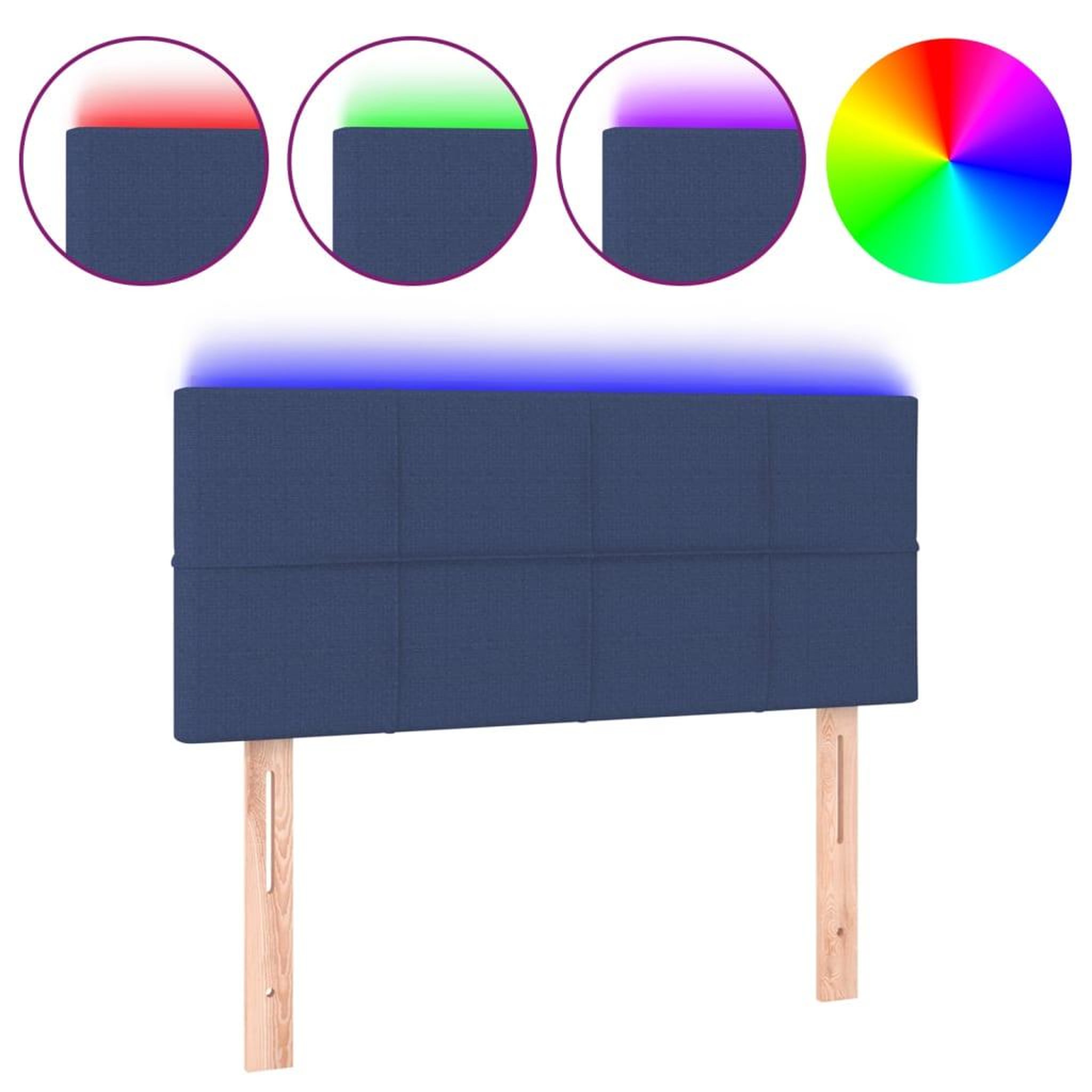 Voir la diapositive 2 : VIDAXL Tete de lit a LED Bleu 80x5x78/88 cm Tissu