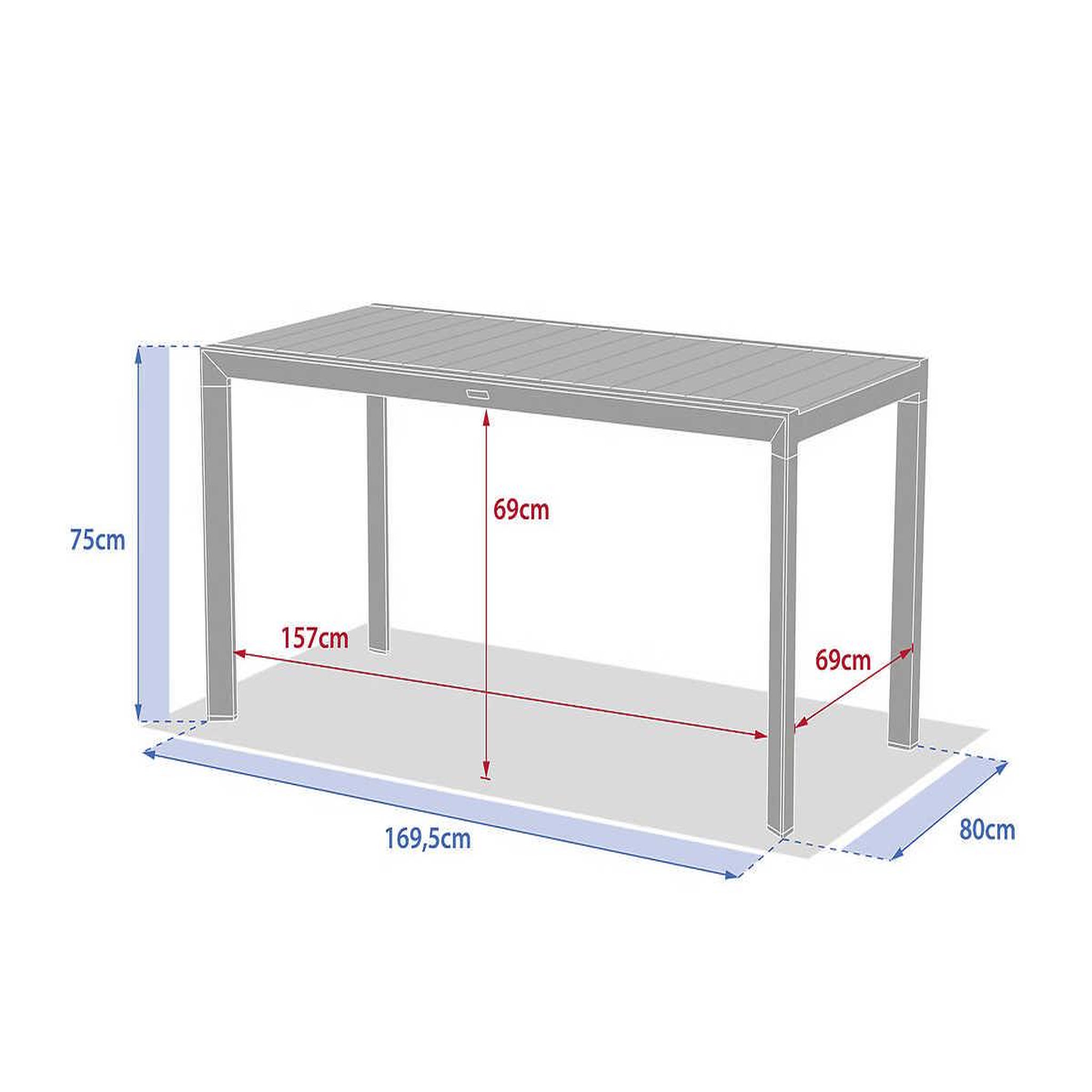 Voir la diapositive 2 : HESPERIDE Table de jardin rectangulaire alu Evasion 6 places effet bois Lin et laurier - Hespéride