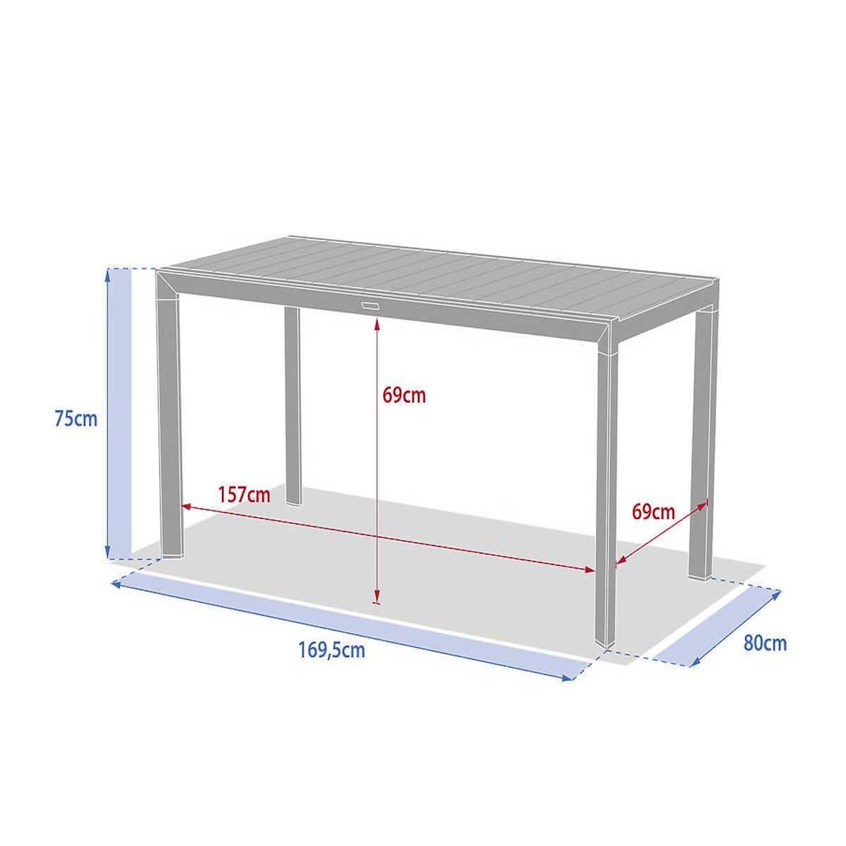 HESPERIDE Table de jardin rectangulaire alu Evasion 6 places effet bois Lin et laurier - Hespéride