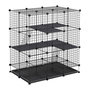 Voir la diapositive 1 : PAWHUT Cage parc enclos rongeurs modulable dim. L 111 x l 75 x H 119 cm 3 niveaux 4 portes fil métallique noir