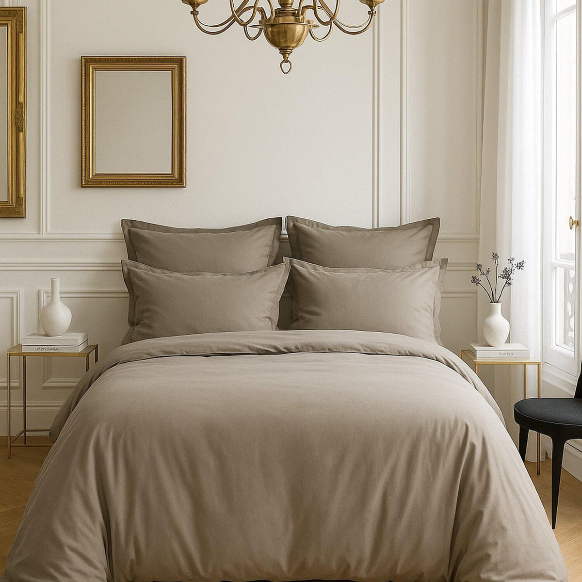 BATON ROUGE Housse de couette 100% satin de coton 105 fils uni