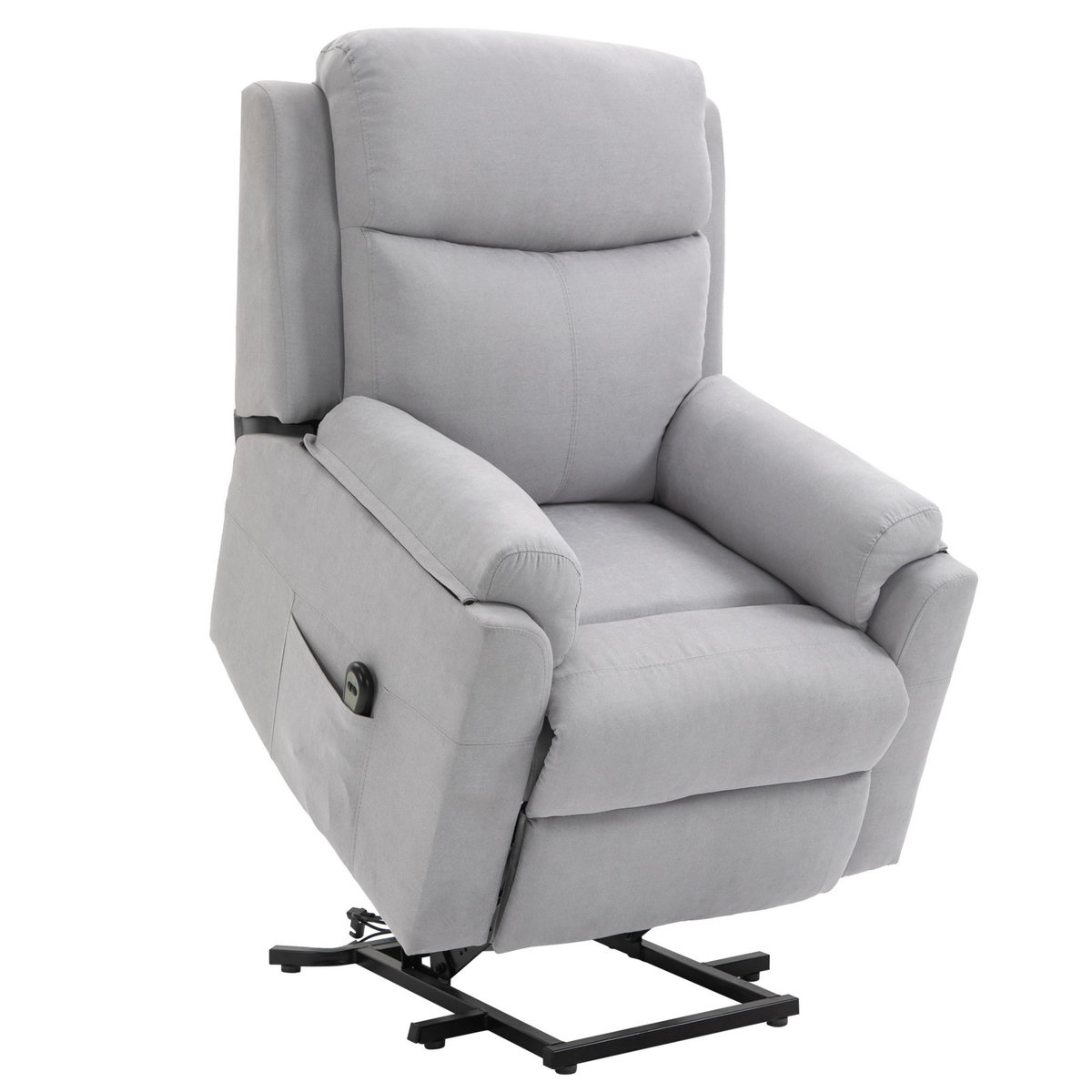 HOMCOM Fauteuil de relaxation électrique - fauteuil releveur inclinable avec repose-pied ajustable et télécommande - tissu aspect lin gris clair