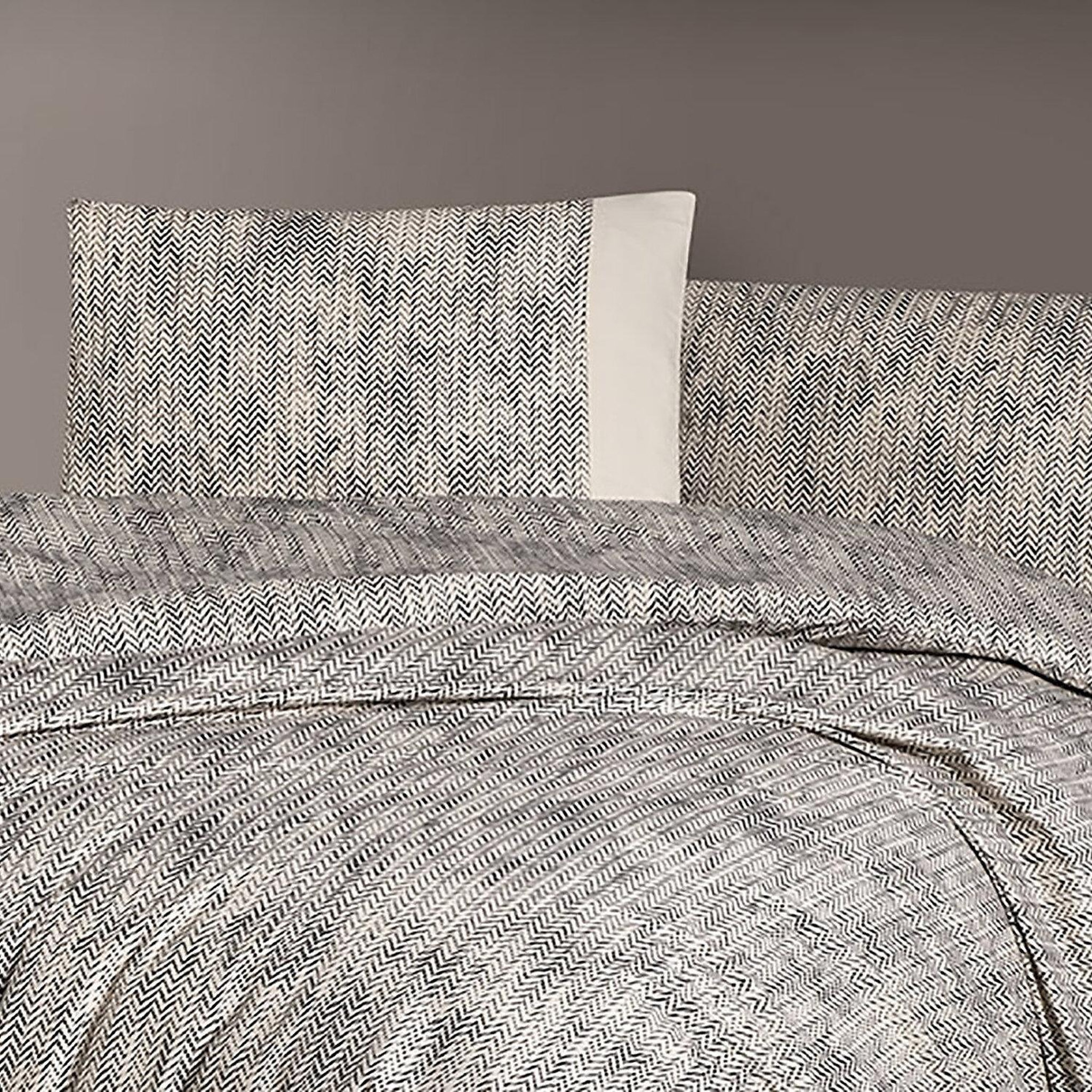 Voir la diapositive 2 : Home collection Parure housse de couette 3 pcs 240x220 cm 100% coton 57 fils imprimé. Effect gris
