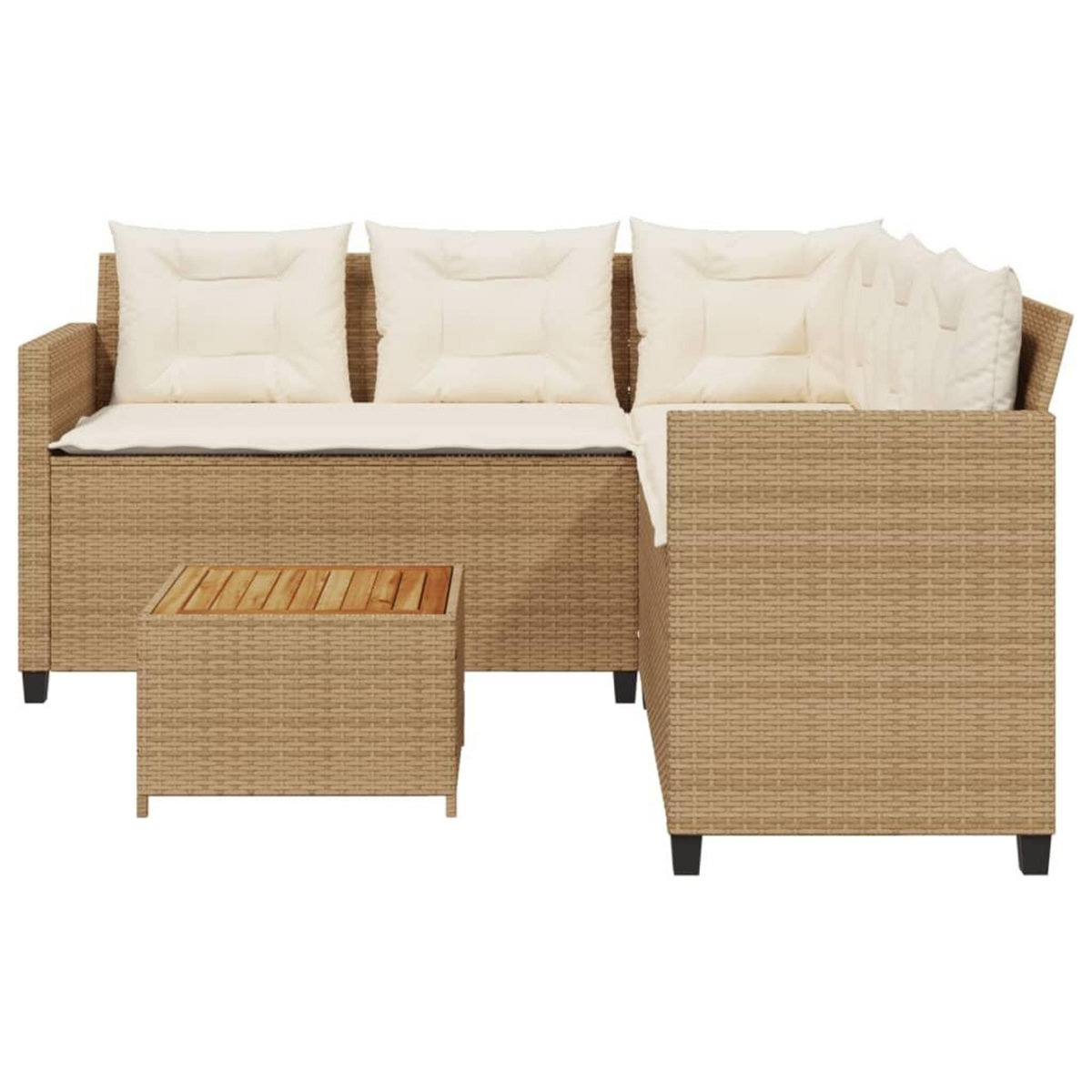 VIDAXL Canape de jardin avec table et coussins en forme de L beige