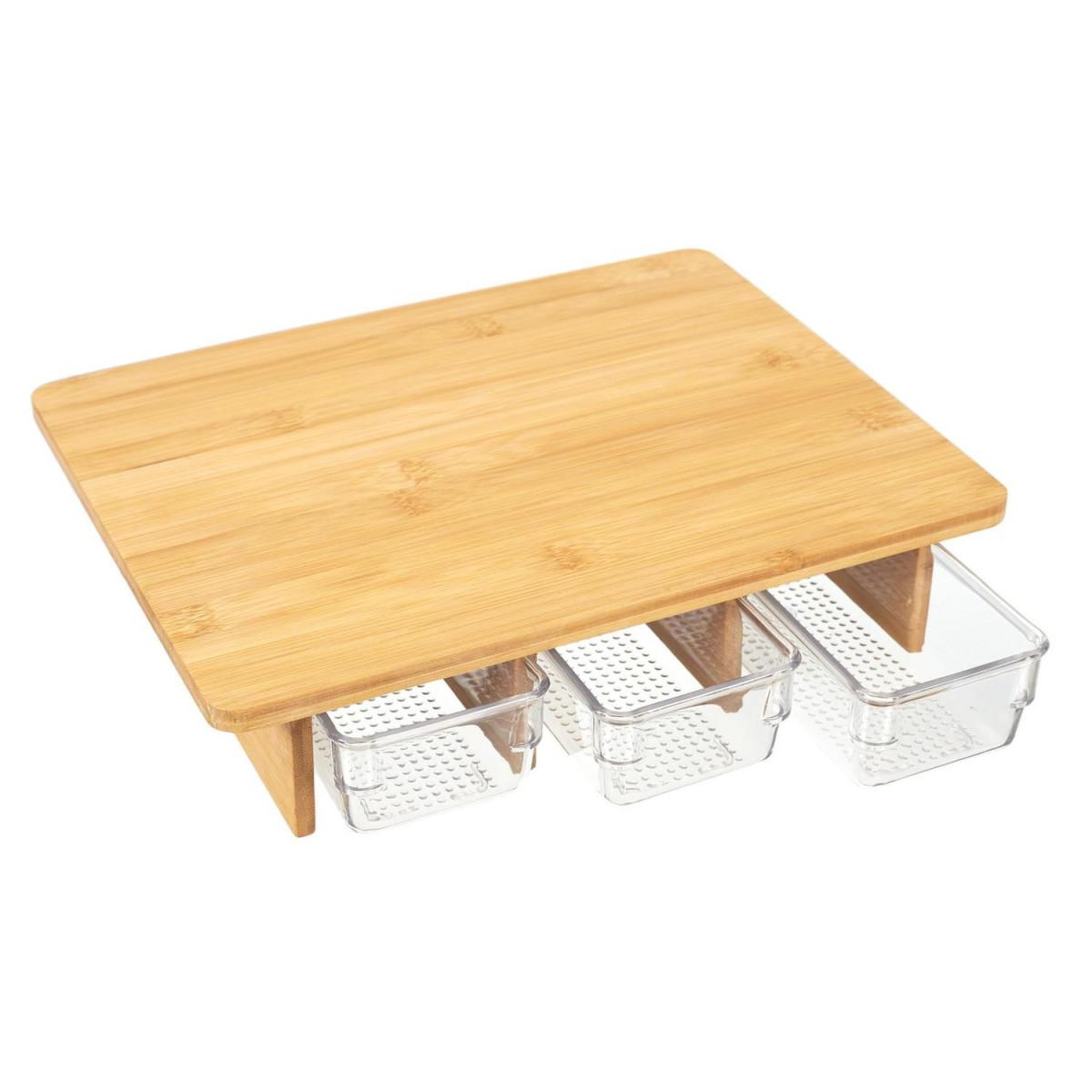 Voir la diapositive 3 : COOK CONCEPT Planche à Découper  3 Tiroirs  32cm Transparent