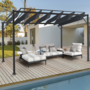Voir la diapositive 3 : ID MARKET Pergola édition luxe lames orientables 3x3 M et 4 stores gris anthracite