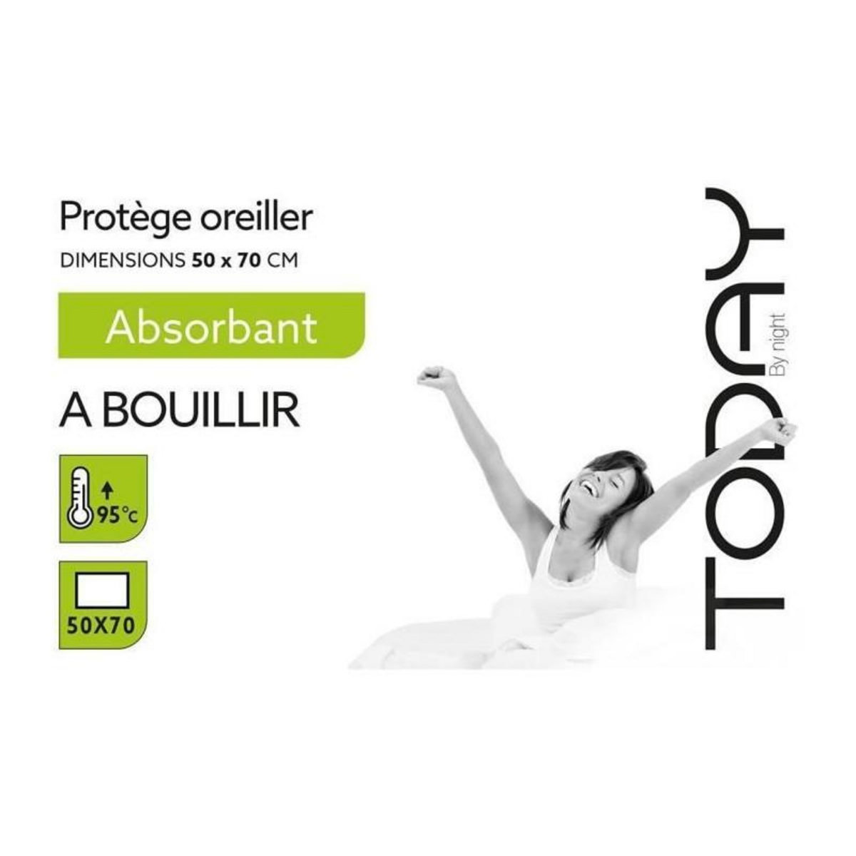 Today TODAY Protege Oreiller Absorbant a Bouillir 50x70cm - 100% Coton