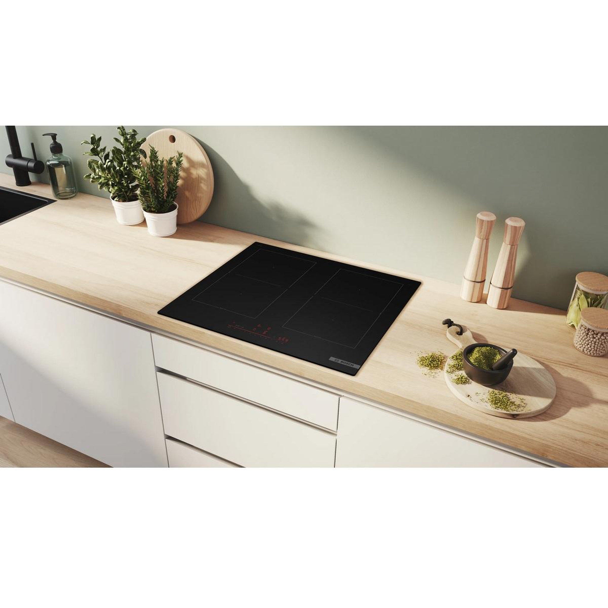 Voir la diapositive 3 : BOSCH Table de cuisson induction 60cm 4 feux 7400w noir mat - PVQ61CHB1E