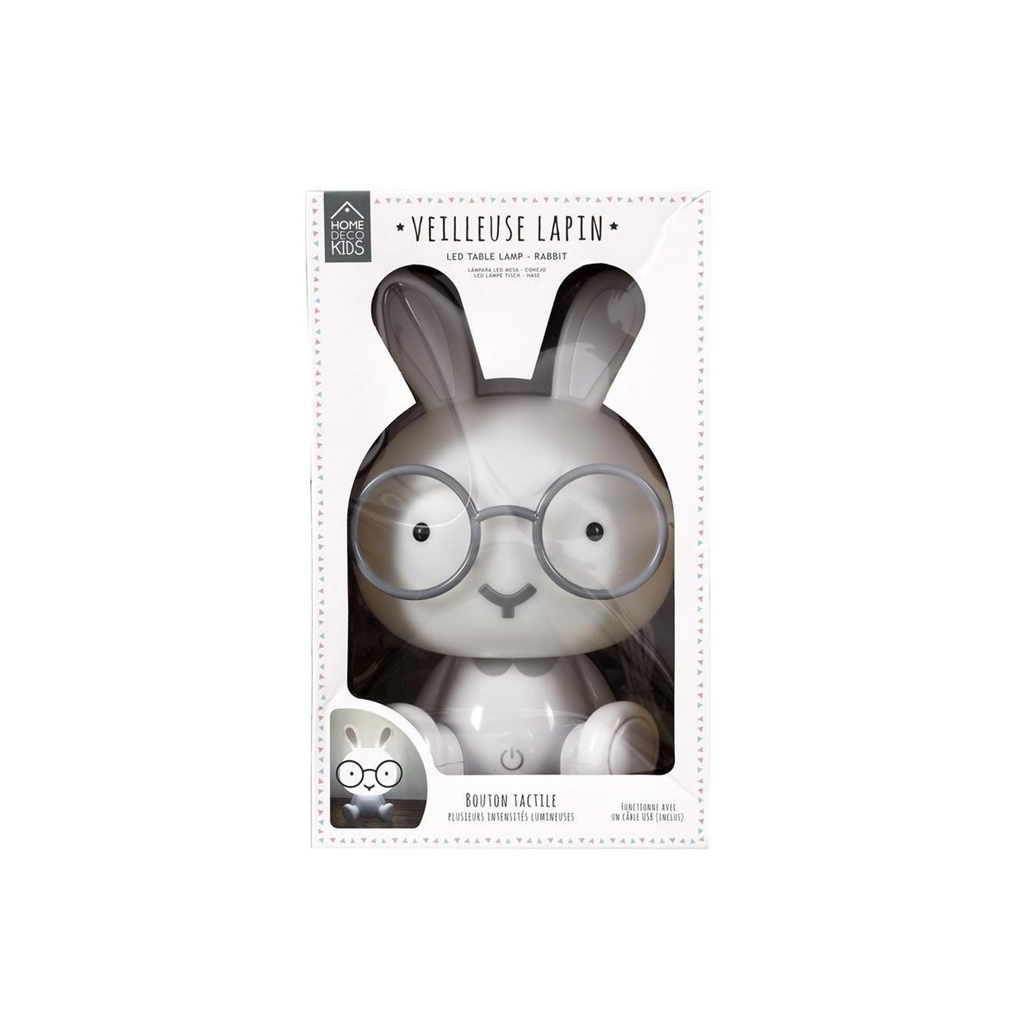 Voir la diapositive 4 : HOME DECO KIDS Lampe à poser led  lapin  23cm blanc