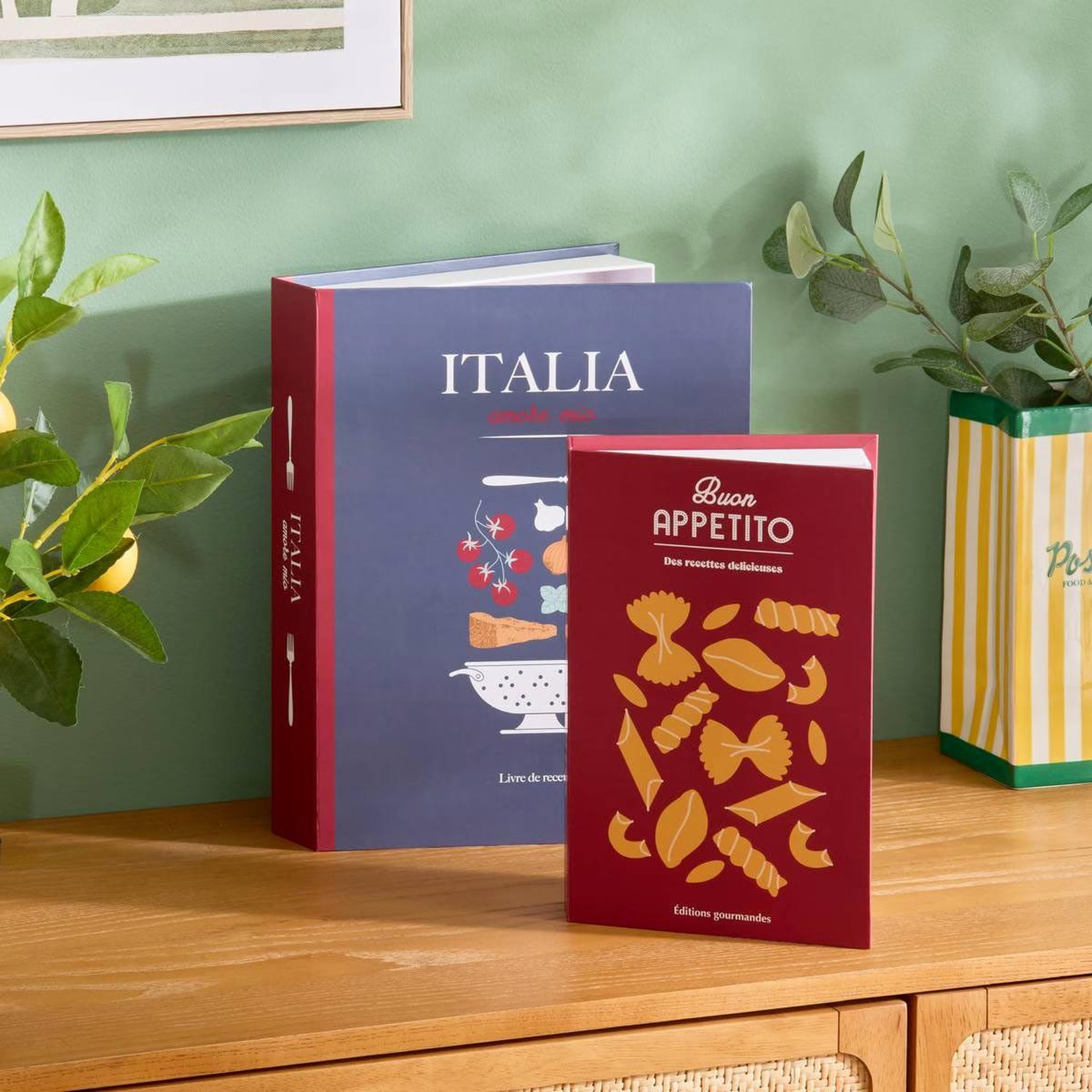Voir la diapositive 3 : ATMOSPHERA Lot de 2 boîtes livres  della  33cm multicolore