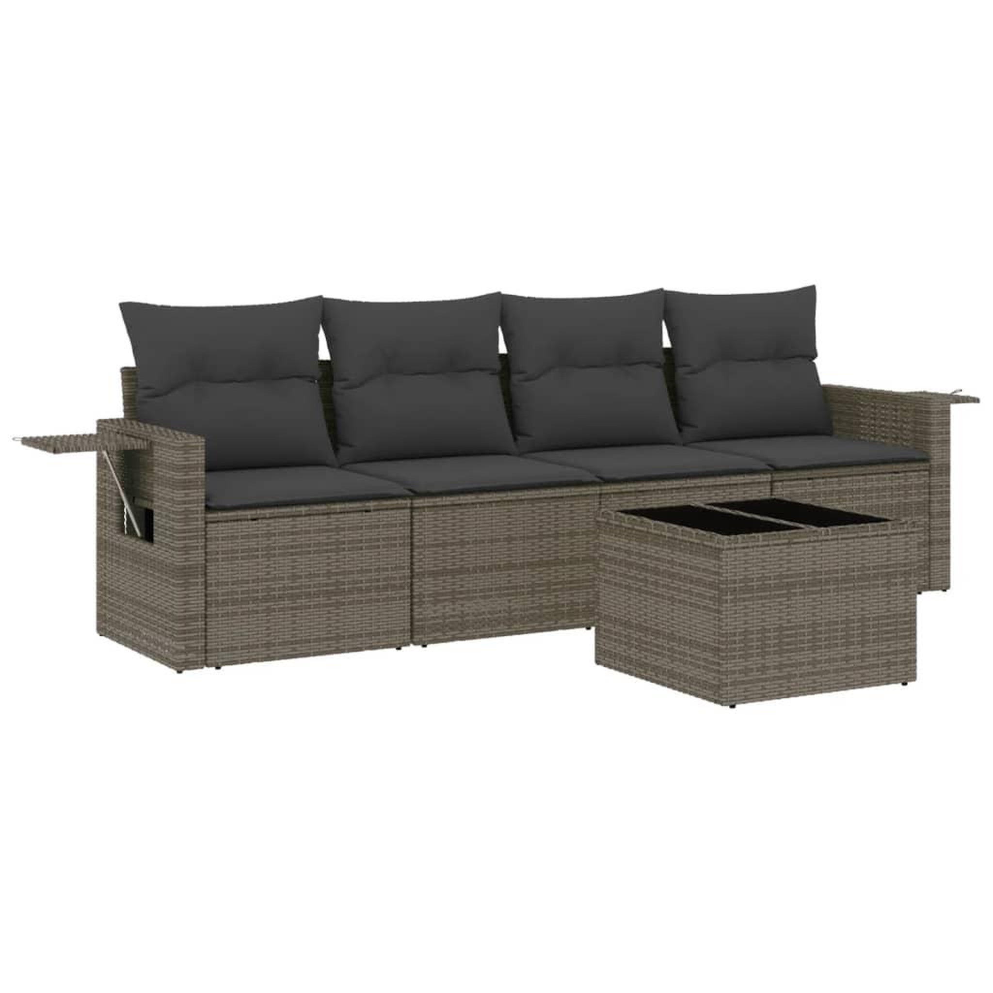 Voir la diapositive 2 : VIDAXL Salon de jardin 5 pcs avec coussins gris resine tressee