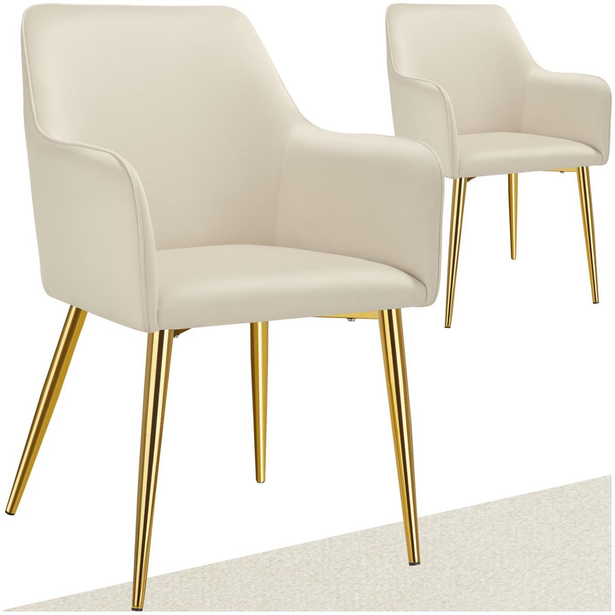 tectake Fauteuil en velours rembourré beige Lot de 2