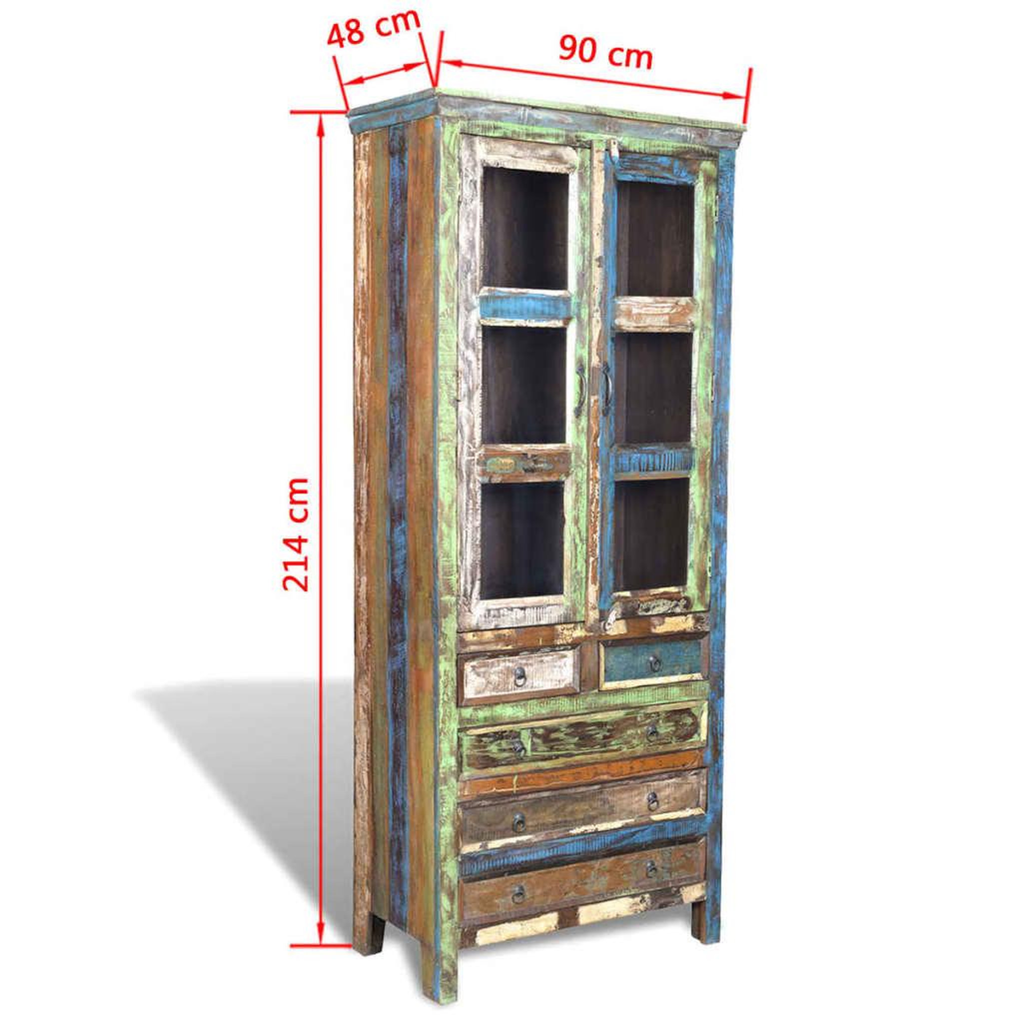 Voir la diapositive 6 : VIDAXL Bibliotheque multicolore 5 tiroirs et 2 portes Bois recupere