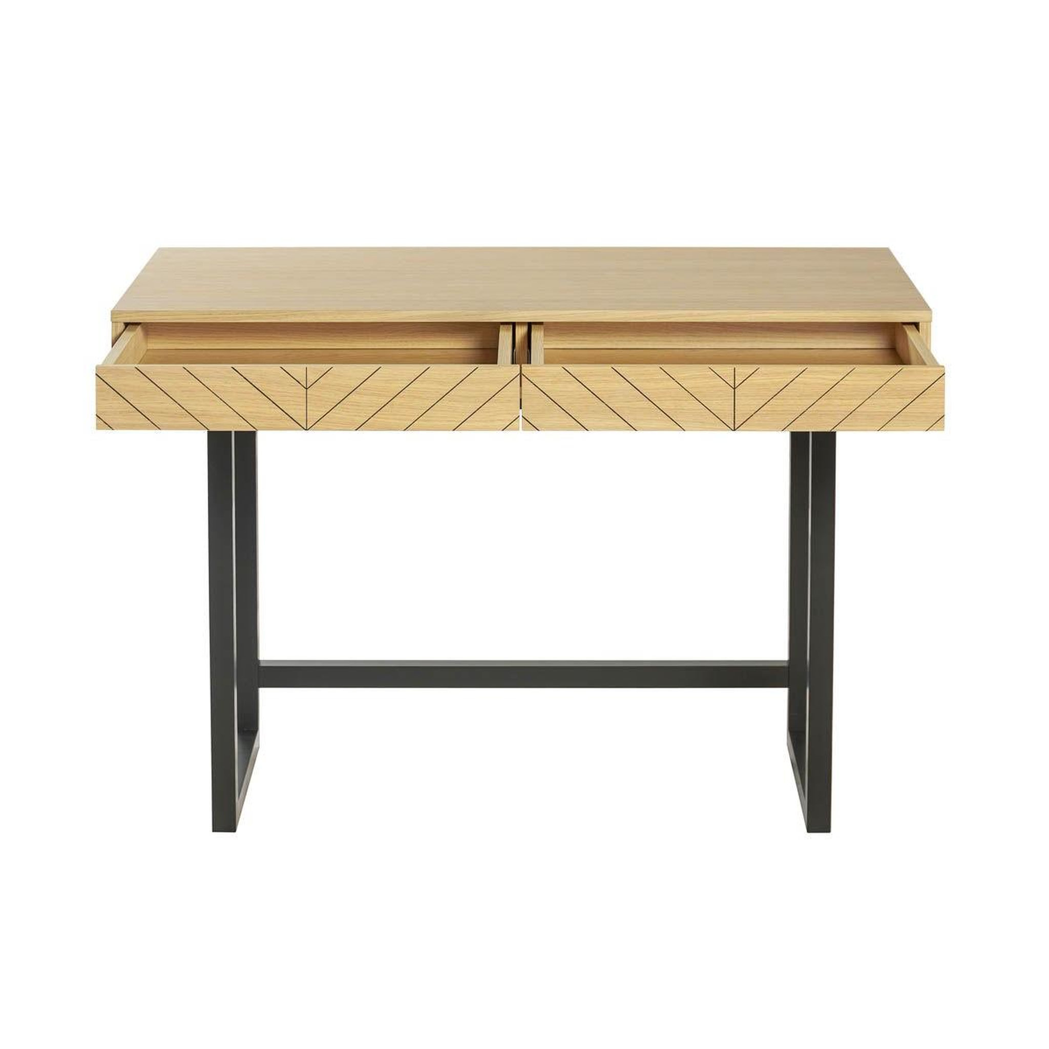 Voir la diapositive 4 : Paris Prix Bureau en bois 2 tiroirs  camden  110cm naturel