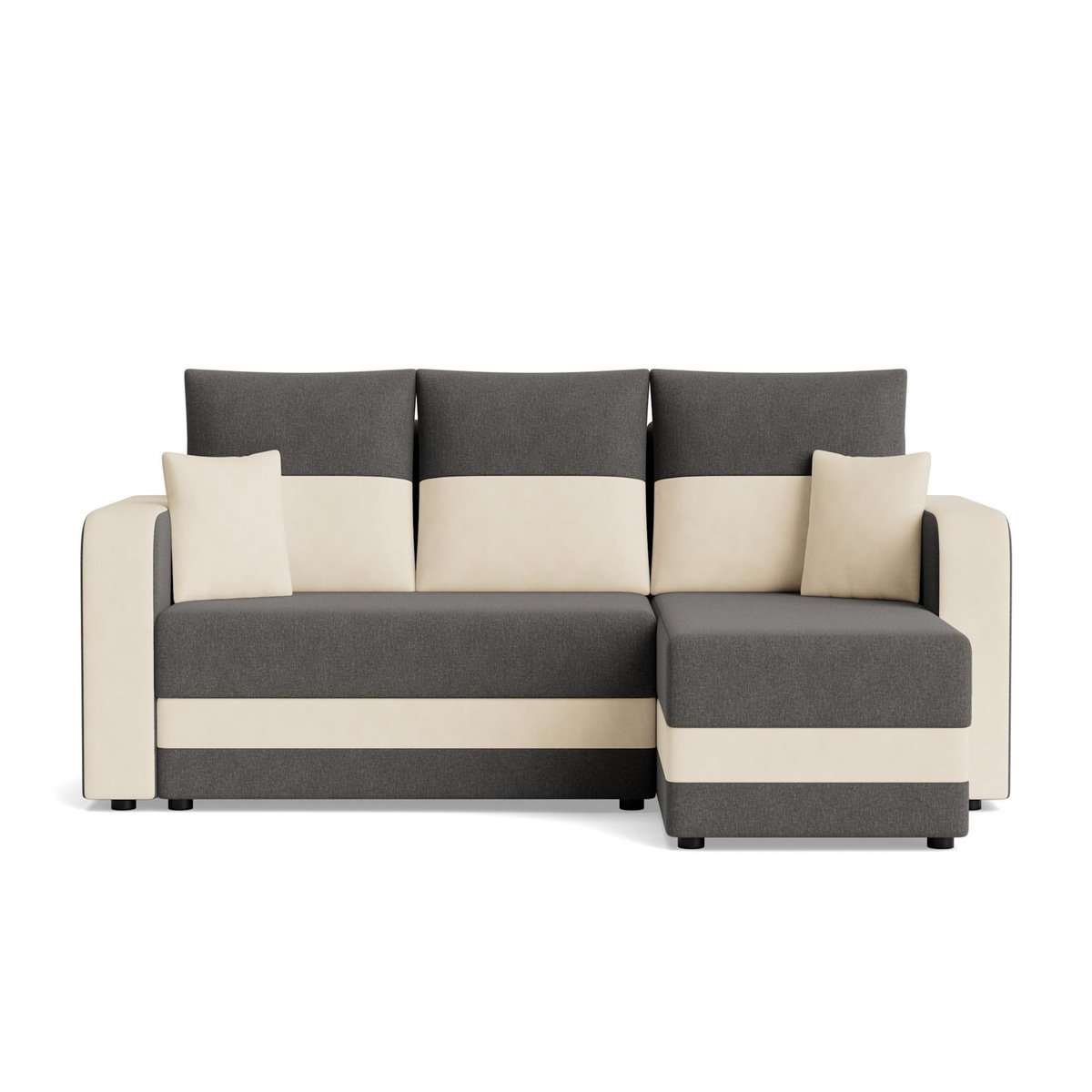 BEST MOBILIER Harvey - canapé d'angle réversible 4 places convertible avec coffre en tissu bicolore
