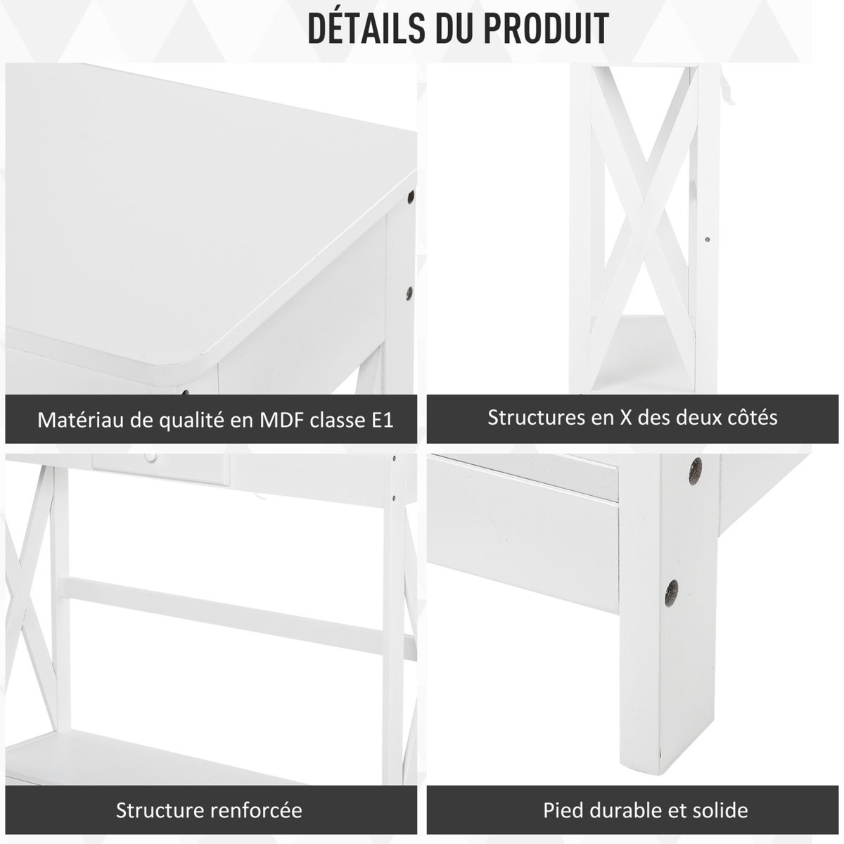 HOMCOM Console style table de drapier néo-rétro tiroir + étagère dim. 100L x 30l x 81H cm MDF blanc