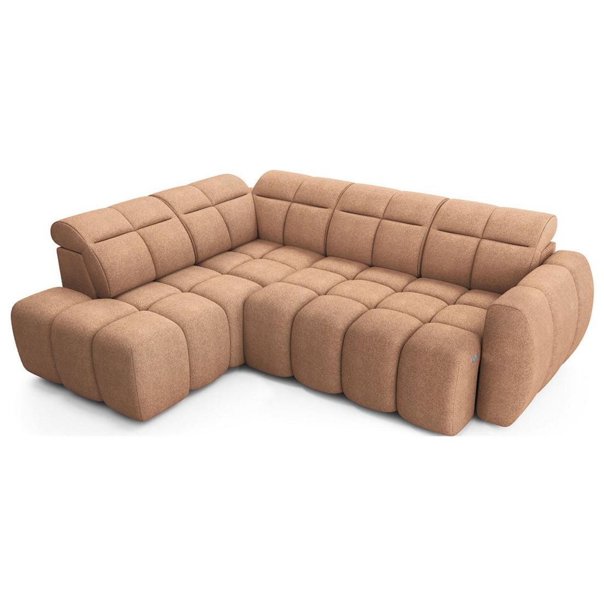 BEST MOBILIER Basile - canapé d'angle gauche 4 places assise extensible électrique avec coffre en tissu texturé