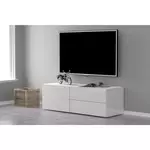 Meuble TV 1 porte 2 tiroirs L110cm FLORENCE. Coloris disponibles : Blanc
