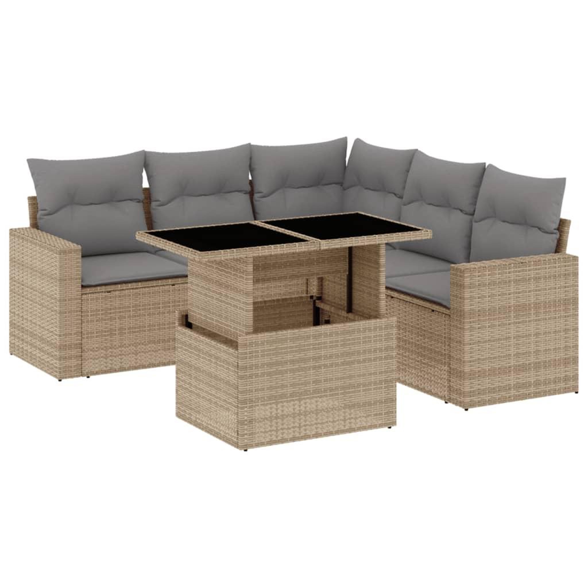 Voir la diapositive 2 : VIDAXL Salon de jardin avec coussins 6 pcs beige resine tressee