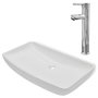 Voir la diapositive 2 : VIDAXL Lavabo et mitigeur Ceramique Rectangulaire Blanc