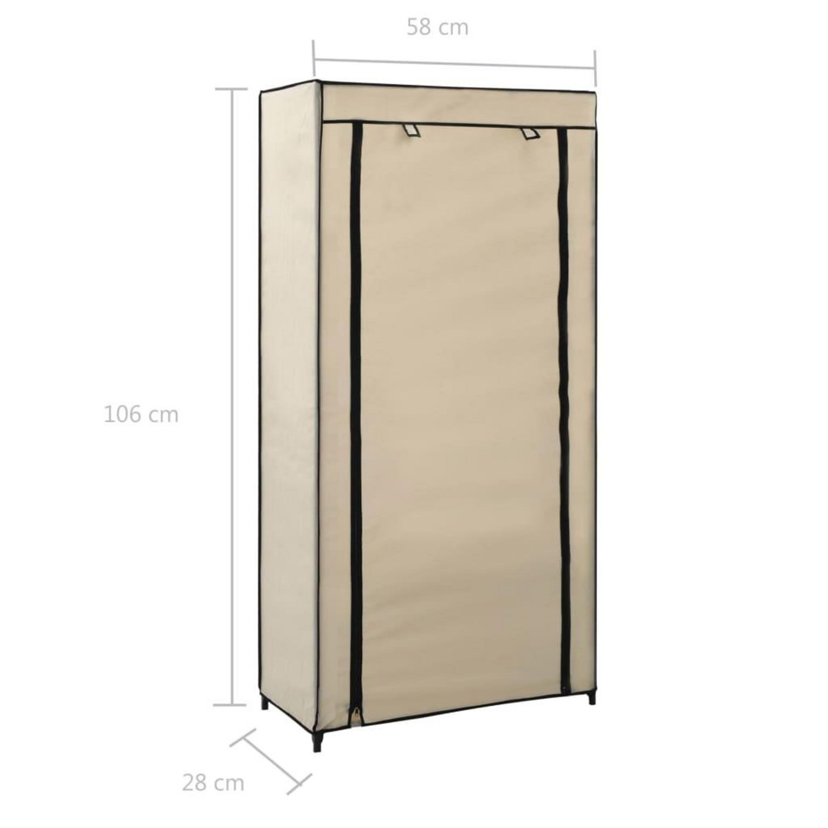 VIDAXL Armoire a chaussures avec housse Creme 58x28x106 cm Tissu