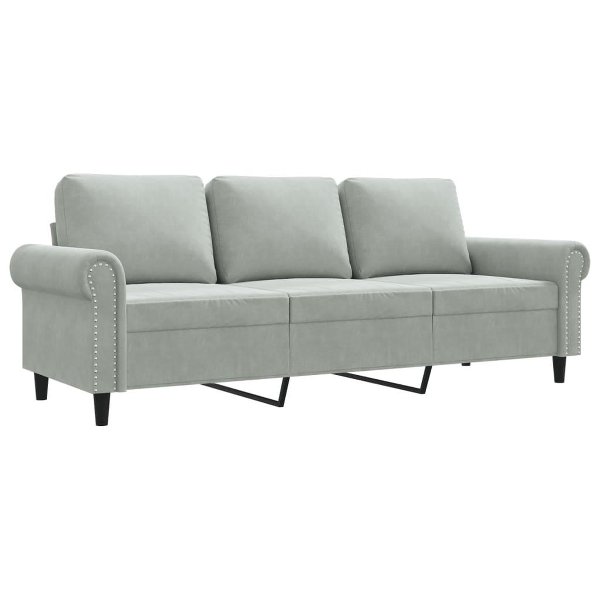 Voir la diapositive 2 : VIDAXL Canape a 3 places Gris clair 180 cm Velours