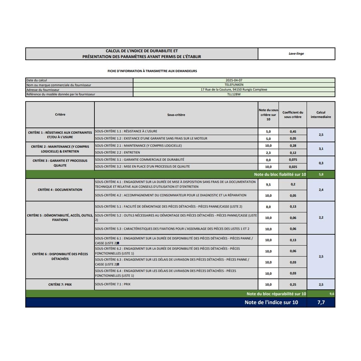 TELEFUNKEN Lave-linge 51l 1200 tours/min - TLL128W