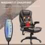Voir la diapositive 4 : HOMCOM Fauteuil de bureau direction pivotant massant chauffant électrique revêtement synthétique chocolat