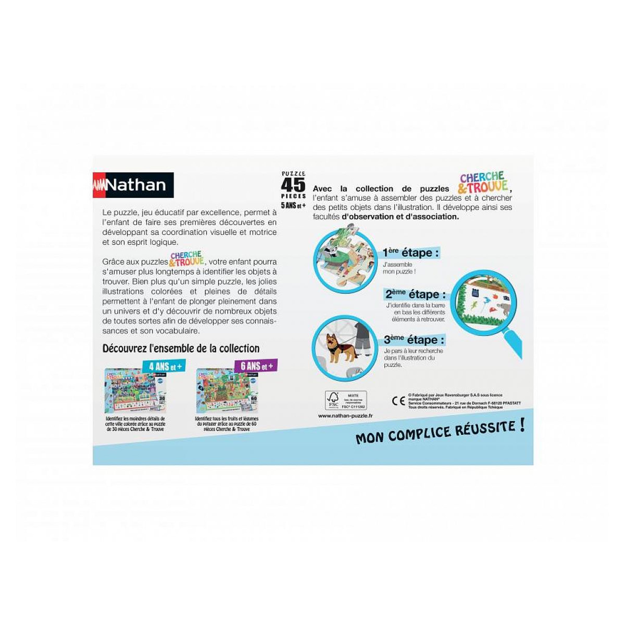 Voir la diapositive 2 : Nathan Nathan Puzzle cherche et trouve 45 pieces au zoo