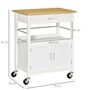Voir la diapositive 3 : HOMCOM Desserte de cuisine multi-rangements - dim. 73L x 50l x 91H cm - poignées métal MDF blanc plateau bois bambou verni