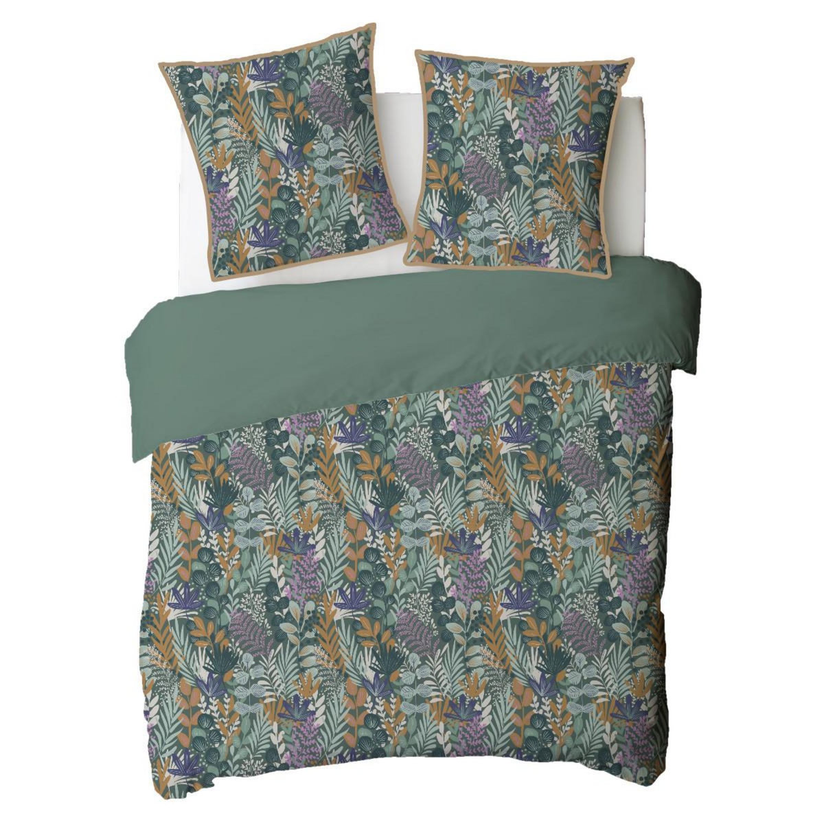 FUTURE HOME Parure de lit 2 personnes végétal tropical réversible