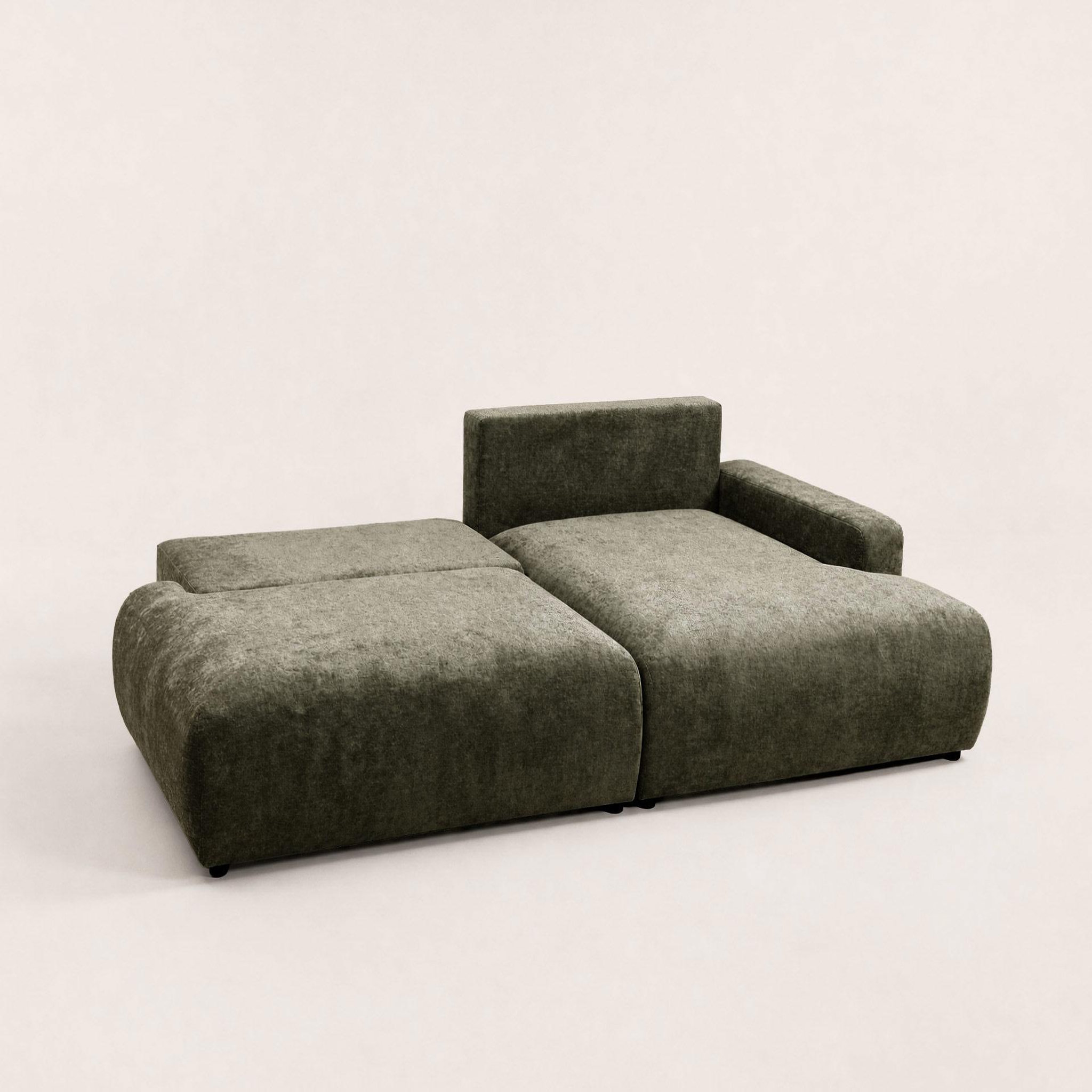 Voir la diapositive 4 : BEST MOBILIER Pivoine - canapé d'angle ouvert droit 4 places convertible avec coffre en tissu texturé