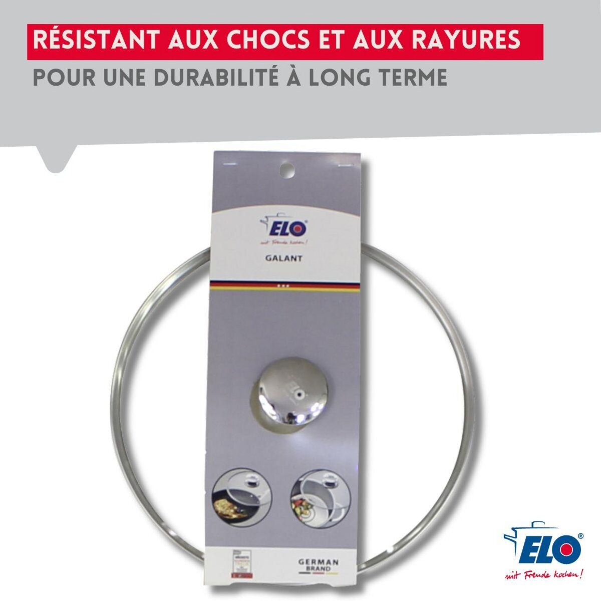 ELO Couvercle de cuisson 24 cm avec poignée en inox Galant Elo