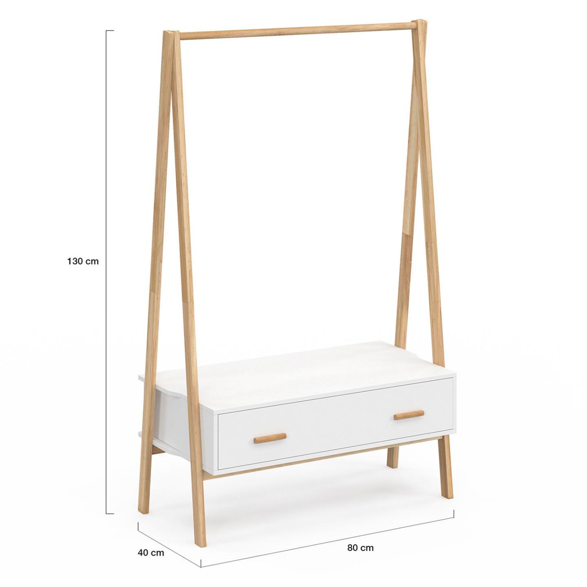Voir la diapositive 4 : ID MARKET Portant enfant tipi leon 130 cm avec 1 porte blanc et bois