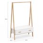 Voir la diapositive 4 : ID MARKET Portant enfant tipi LEON 130 cm avec 1 porte blanc et bois