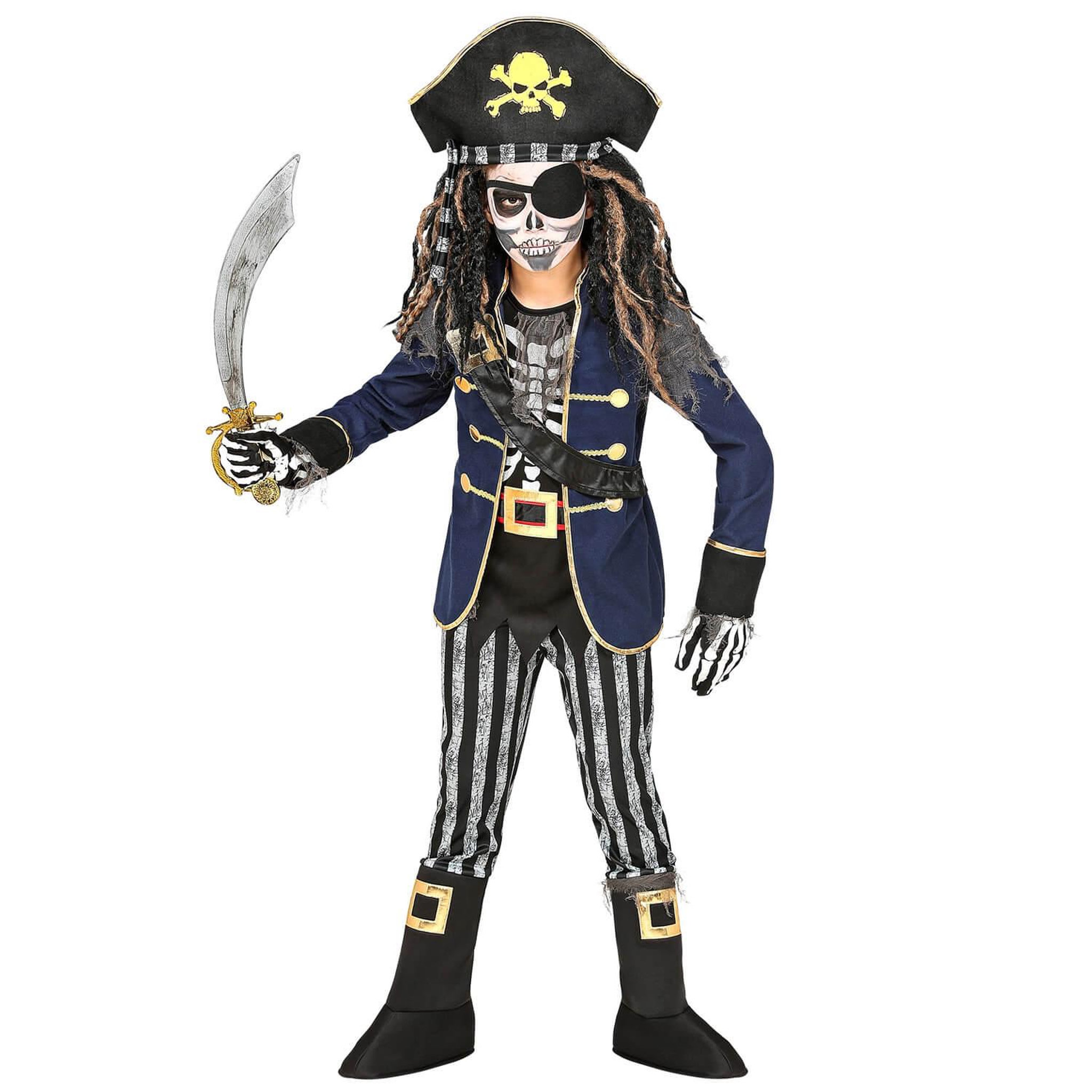 WIDMANN Déguisement de Squelette Capitaine Pirate - Garçon - 5/7 ans (110 à 122 cm)