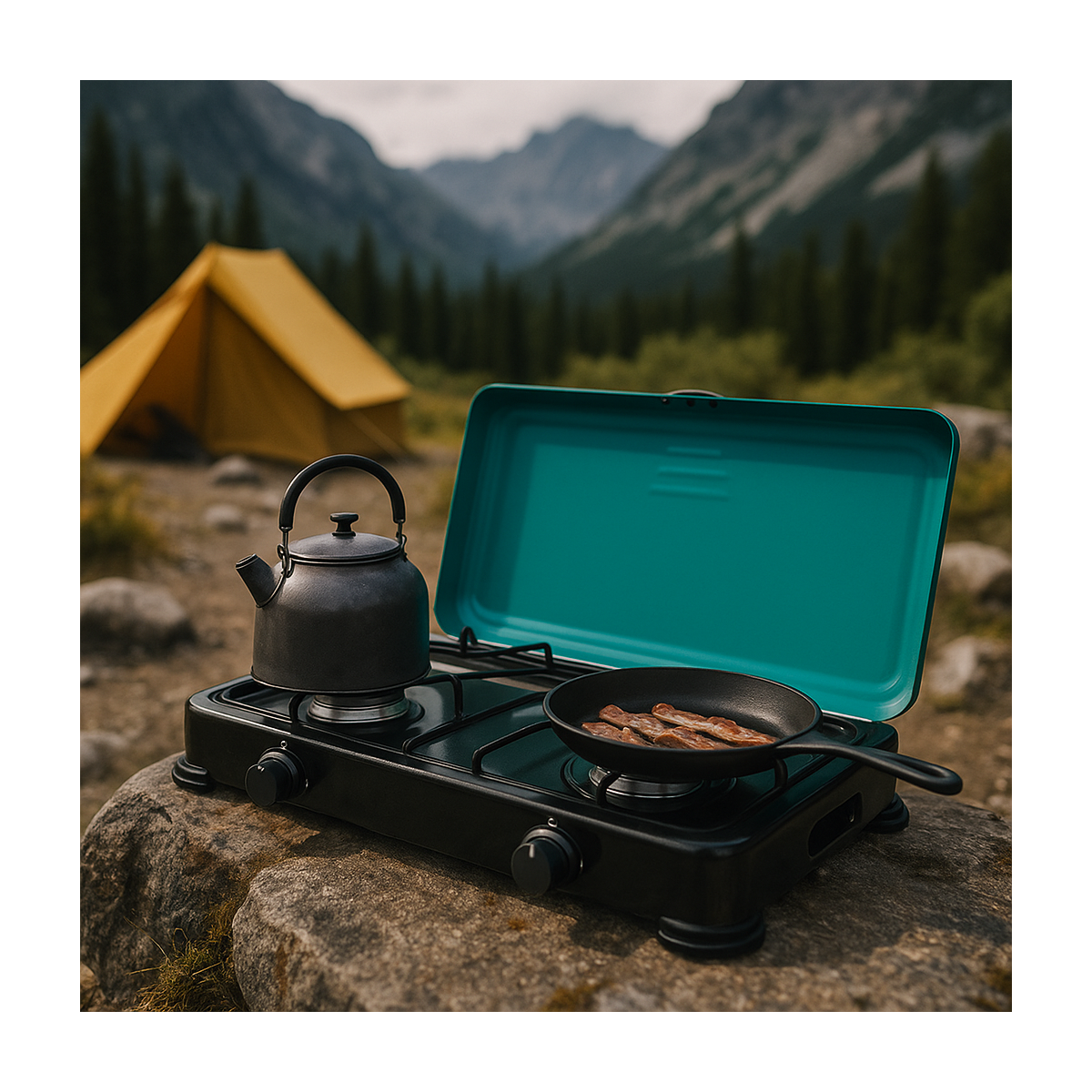 INTEC Réchaud à gaz 2 feux 3200W Brûleurs et Grille en fonte amovibles lavables Plaque de Cuisson gaz Butane ou Propane GOLD II INTEC