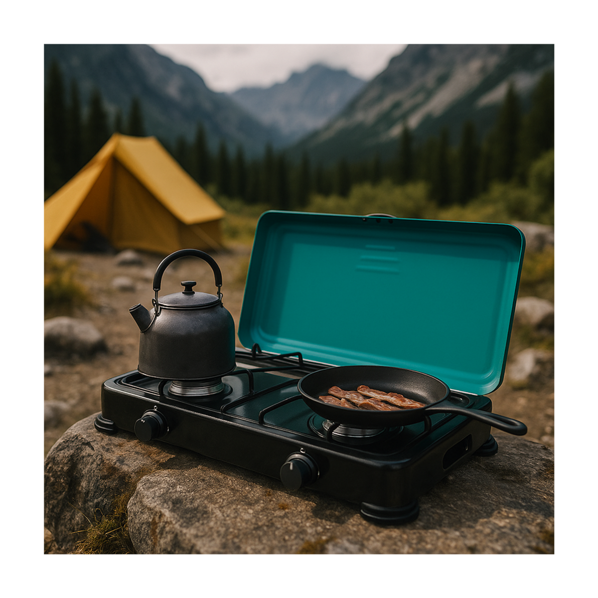 INTEC Réchaud à gaz 2 feux 3200W Brûleurs et Grille en fonte amovibles lavables Plaque de Cuisson gaz Butane ou Propane GOLD II INTEC