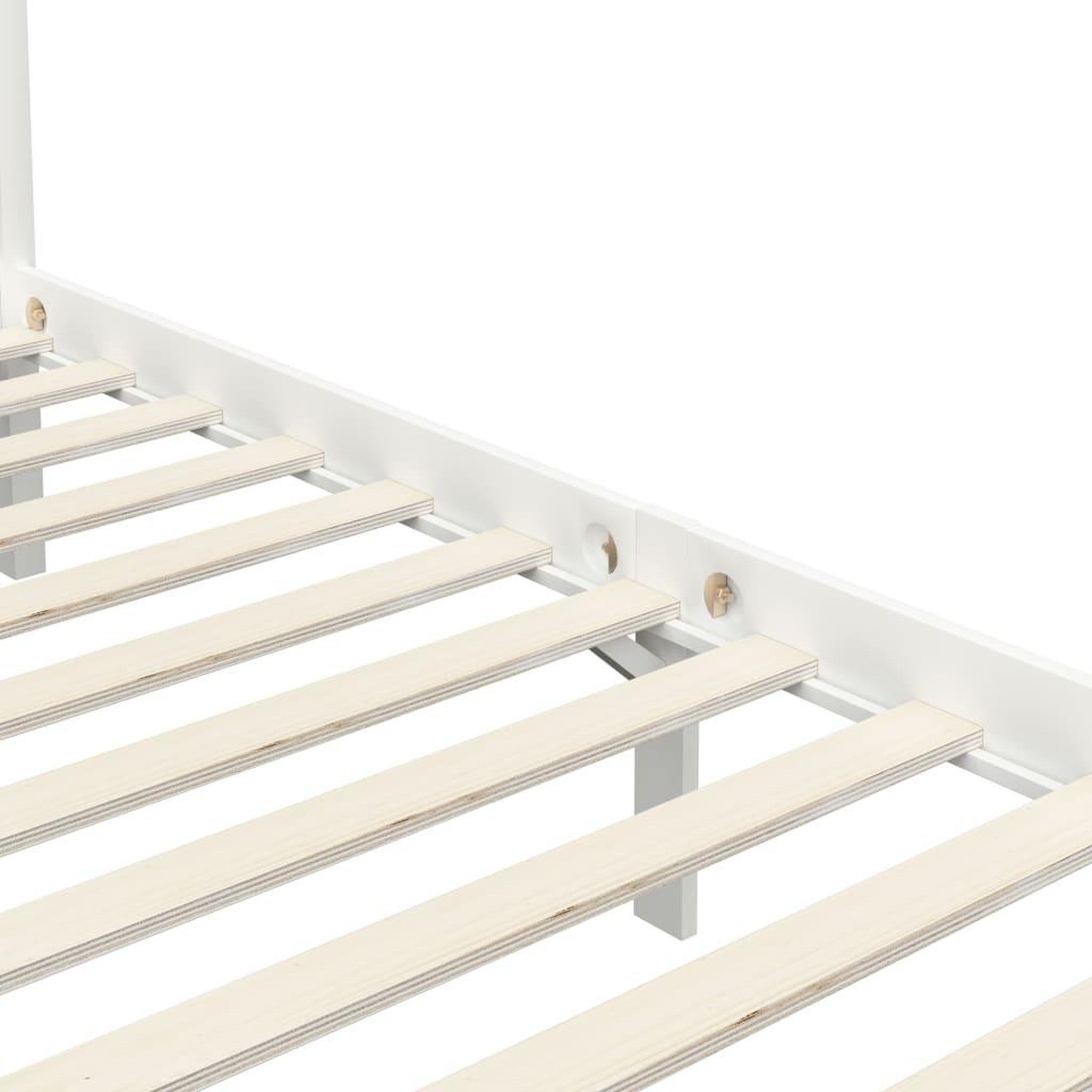 Voir la diapositive 5 : VIDAXL Cadre de lit a baldaquin Blanc Bois de pin massif 100x200 cm