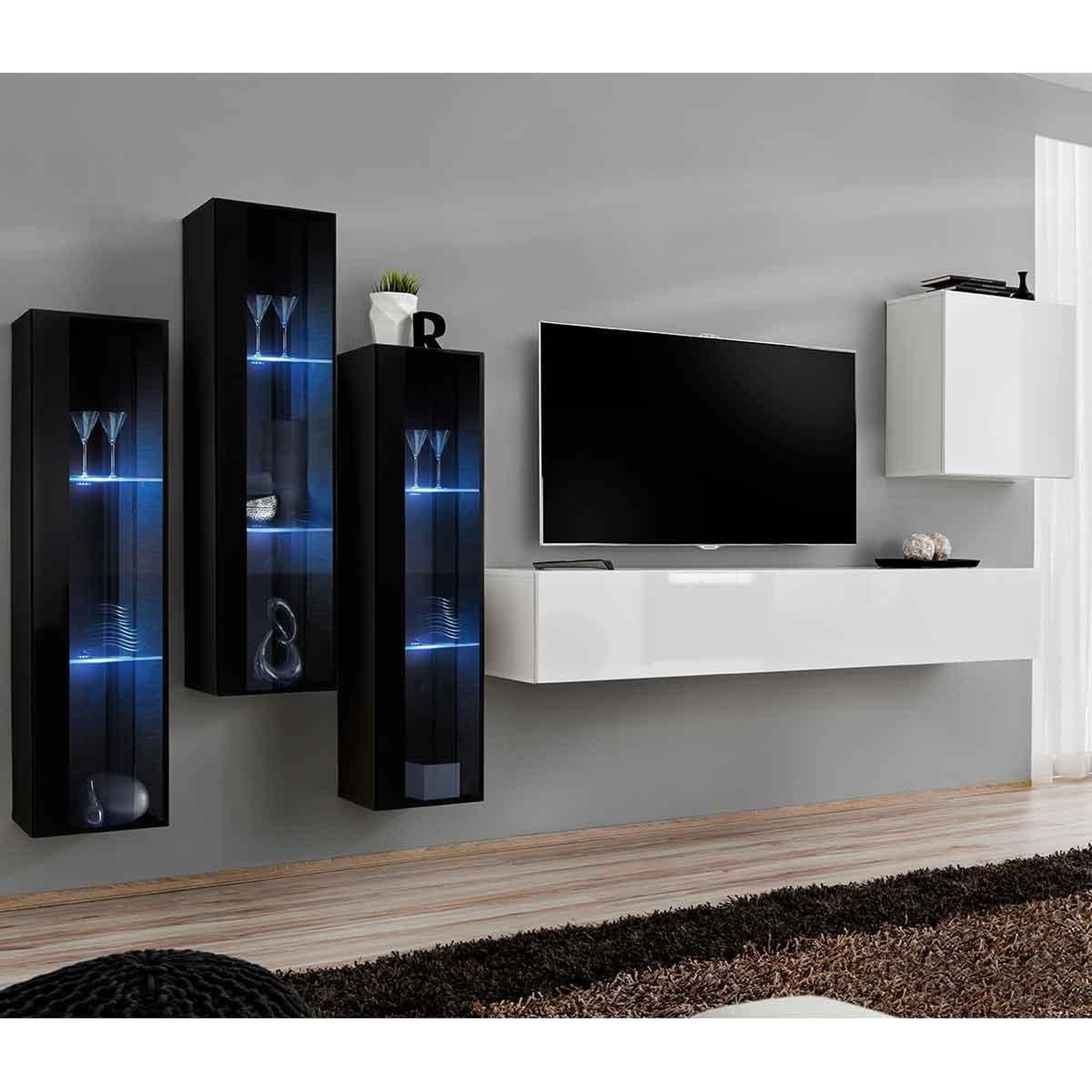 Paris Prix Meuble tv mural design  switch xiii  330cm blanc & noir