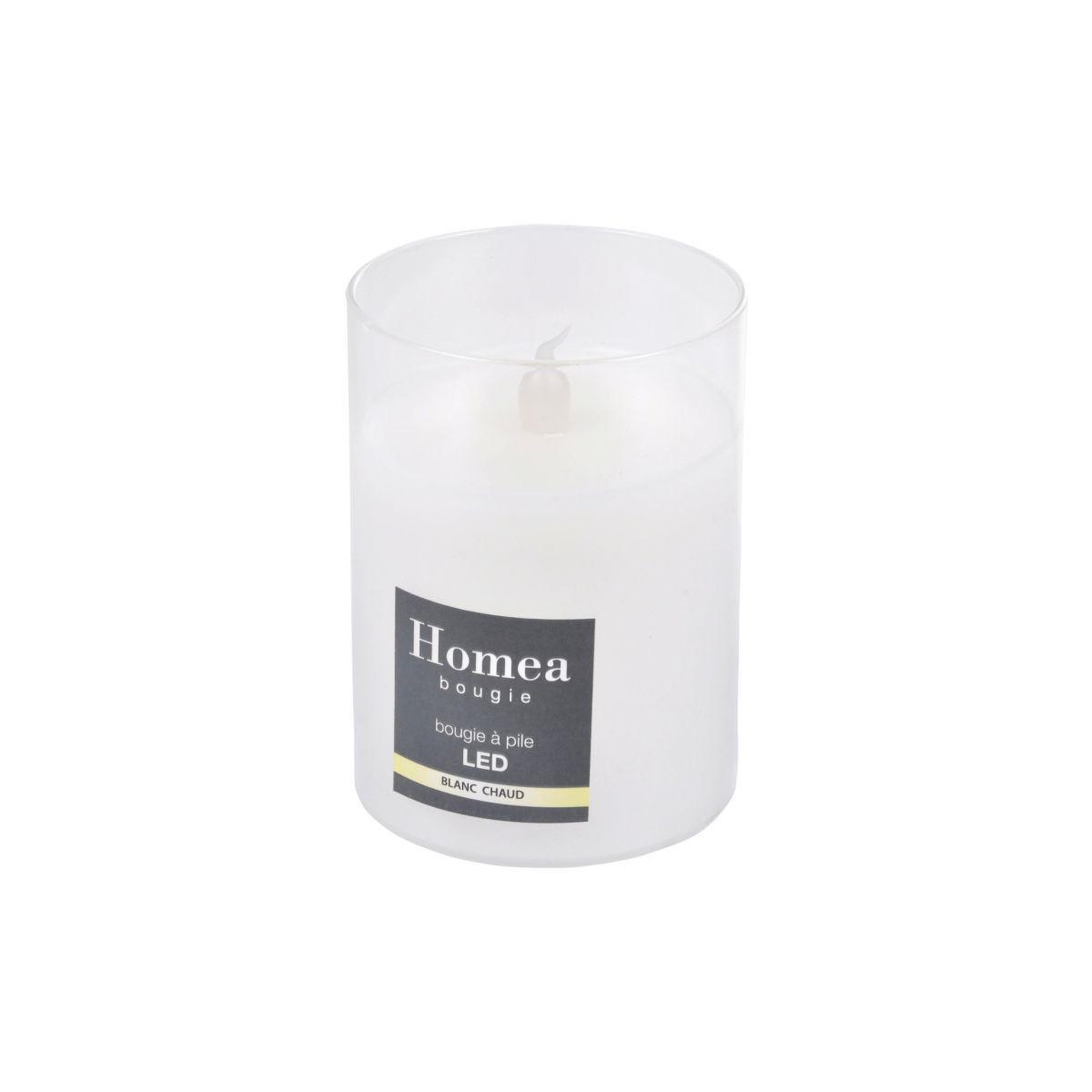 Voir la diapositive 2 : HOMEA Bougie Ronde LED  Verrine  10cm Blanc