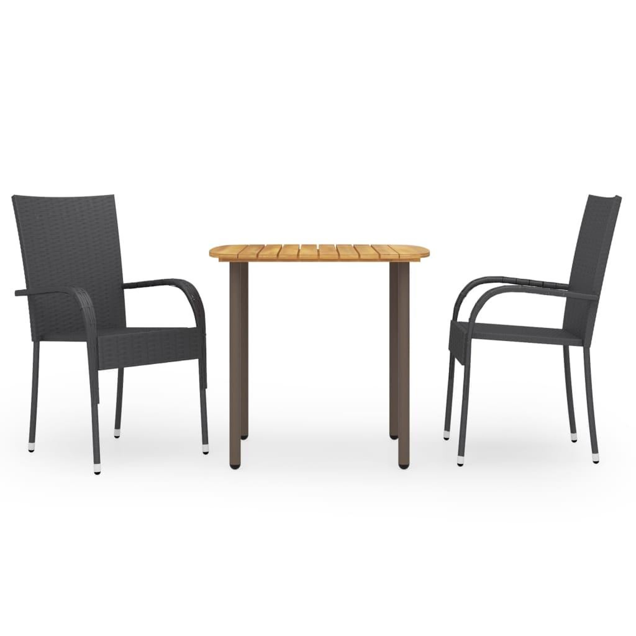Voir la diapositive 1 : VIDAXL Ensemble a manger de jardin 3pcs Resine tressee Noir